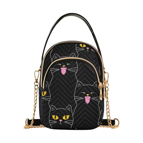 RunningBear Black Cats Crossbody Bags for Women Crossbody Wallet Purse Shoulder Handbag Purse with Chain Strap for Gifts Women