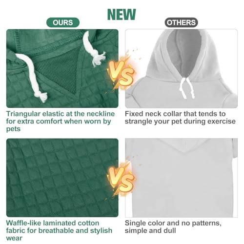 Image of BEAUTYZOO Dog Hoodies Sweater for Medium Dogs, Waffle‑Like Laminated Coat | Warm Dog Sweatshirt with Pocket & Leash Hole, Pullover Clothes for Girl Boy Dogs, Stretchy & Easy‑On‑Off, Bulldogs Pitbulls
