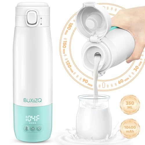 Image of Portable Bottle Warmer for Travel,Portable Milk Warmer for Baby-12oz Ceramic Heater Heating,Fast Charging & Cordless Milk Warmer -Dual Heating Modes for Breast Milk & Water,Green