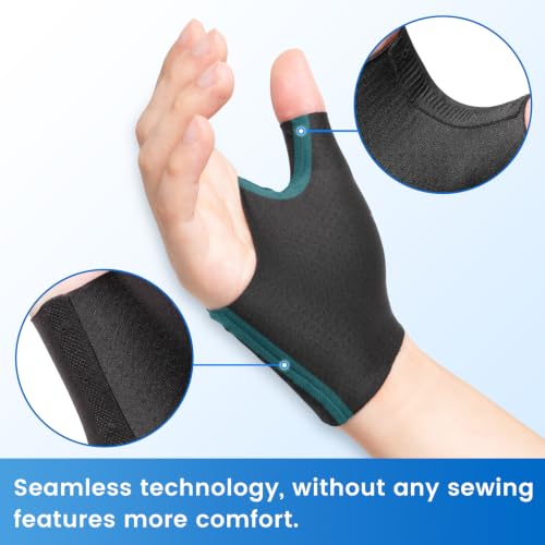 Image of VELPEAU Elastic Thumb Wrist Support Brace (Pack of 2), Splashproof Compression Sleeve for Arthritis Pain, Tendonitis, Sprains, Sports, Splint Liner, Fits Left & Right Hands (Upgraded Short Version - Black, Medium)