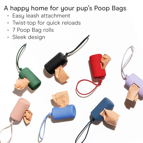 Image of Wild One Dog Poop Bag Holder and Dispenser with Leash Attachment, Leak Proof, Easy Twist Top for Refills, Includes 1 Box Of Bags, Navy