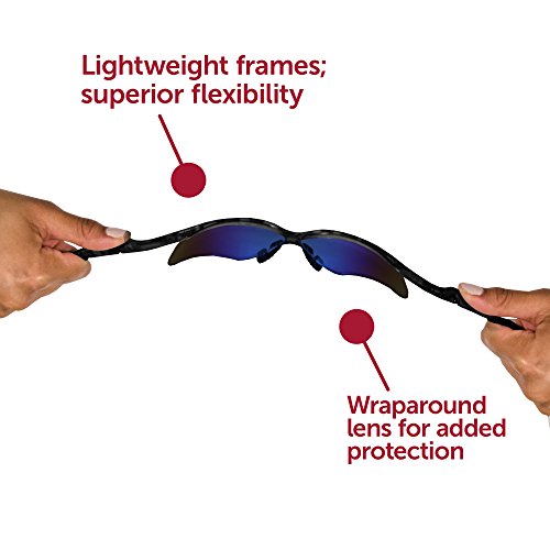 Kleenguard V30 Nemesis Safety Glasses (14481), Blue Mirror Lenses With Black Frame, 12 Pairs Per Case #TOP5