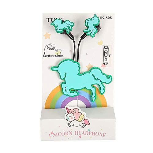 Maya Brand Presents – Funny Cartoon Wired Earphones Gamer Music/Stereo Earbuds MIC Outdoor Sport Running Headphones Kids|Children|Toddler Girl Birthday Return Gift (Pack of 1) (Green Unicorn)