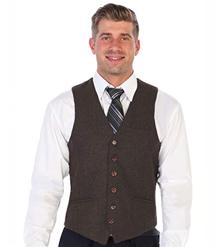 Gioberti Men's 6 Button Slim Fit Formal Herringbone Tweed Vest2