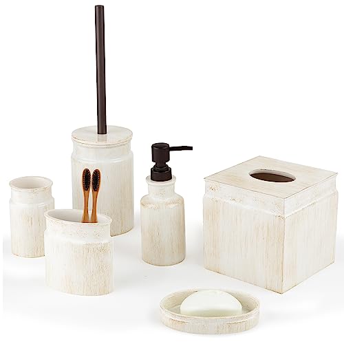 Image of Creative Scents Rustic Luxe Beige 6 Piece Bathroom Accessories Set