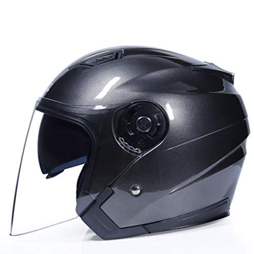 OLEEKA Casco de la motocicleta Casco de la bicicleta eléctrica Cara abierta Visores de doble lente Hombres Mujeres Scooter de verano Moto Cascos de bicicleta Cover