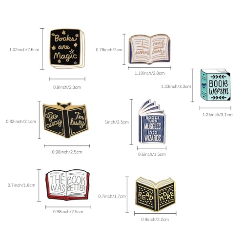 Image of Cartoon Book Enamel Pins,Book Badges,Books Brooches,Decorative Lapel Pins for Backpacks Clothing Bags Jackets,Learning Gifts for Teacher Student BookLovers (7)