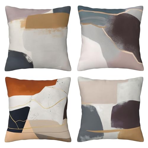 HOSTECCO Abstract Geometric Throw Pillow Covers 18x18 inch Set of