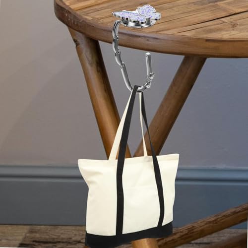 Image of HASTHIP 2Pcs Foldable Purse Hook, Women Bag Table Hanger Collection Purse Hanger for Table, Portable Table Bag Holder for Handbag, Backpack, Sling Bag ( Metal Multi-Purpose Hook with Storage Bag)