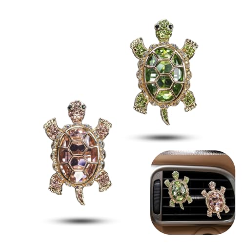 Image of 2 PCS Car Air Vent Clips Exquisite Turtle Car Air Fresheners Vents Clips Crystal Rhinestone Tortoise Car Vent Accessories for Women