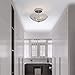 POPILION 2-Light Elegant Crystal Semi Flush Mount Bedroom Mini Closet Ceiling Light Chandelier, Bowl Shaped Glam Chrome Finish, Living Room Crystal Light Fixture