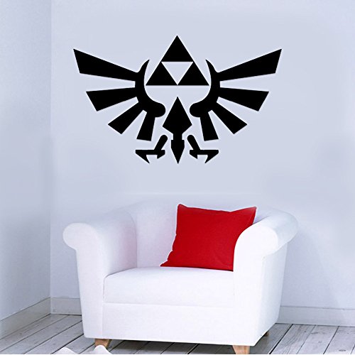 Zelda Triforce Gaming Removable Wall Sticker Art Home Office Room Mural Decor Vehicle Car Truck Window Bumper Graphic Decal- (20 Inch) / (50 Cm) Wide Matte Black Color #TOP11