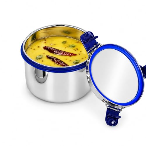 Image of Stainless Steel Lunch Box with Airtight Leakproof Lid,Easy to Clean Tiffin Box for Office,School & Kids,Navy Blue,Set of 1 (750ML) Tall