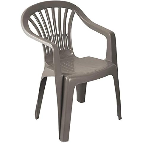 Low Back Plastic Garden Chair - TAUPE Colour - Stackable Patio Outdoor Picnic Furniture - Single Chair Cover