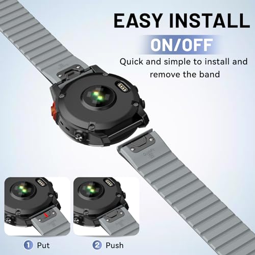 Image of ISABAKE Compatible with Fenix 6X /7X Band, 26mm Silicone Magnetic Band for Fenix 5X /Fenix 5X Plus /Fenix 3 /Fenix 6X Pro /Descent Descent MK2i Smartwatches