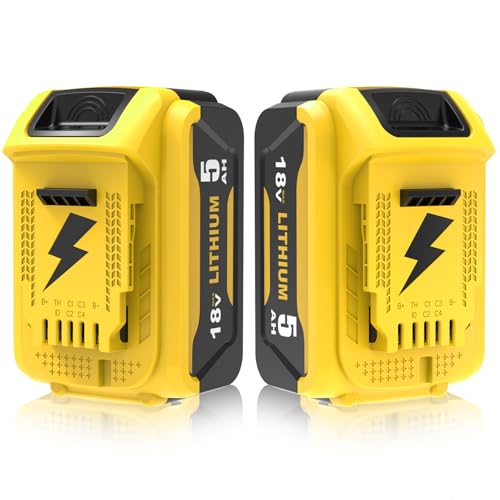 2Pack 18V 5.0Ah Replacement pour Dewalt Batterie 18V pour Dewalt Batterie DCB184 DCB180 DCB181 DCB182 DCB200 DCB201 DCB204 avec indicateur LED