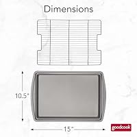 GoodCook 15” x 10.5” Nonstick Carbon Steel Baking Pan & Raised Wire Rack – Pizza Crisper, Crispy Bacon, Multipurpose Cooking Sheet Pan, Cooling Rack, Kitchen Cookware Set, Dishwasher Safe — image 5