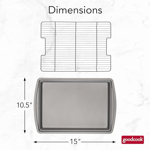GoodCook 15” x 10.5” Nonstick Carbon Steel Baking Pan & Raised Wire Rack – Pizza Crisper, Crispy Bacon, Multipurpose Cooking Sheet Pan, Cooling Rack, Kitchen Cookware Set, Dishwasher Safe by GoodCook - Image 5