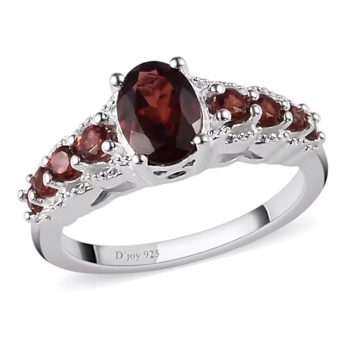 shop lc delivering joy 9 stone garnet ring for women in 925 sterling silver - january birthstone promise engagement vintage red garnet jewelry birthday gifts for womens
