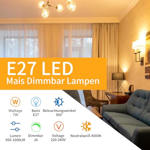 Ampoule LED E27 dimmable à intensité variable 7W équivalent 70W halogène