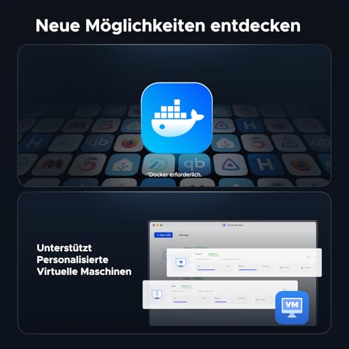 UGREEN NASync DXP4800 Pro, 4-Bay Desktop-NAS, Intel i3-1315U 6-Kern-Prozessor, 8GB DDR5 (bis zu 96GB), Eingebaute 128GB-SSD, 10GbE & 2.5GbE LAN, 2 × M.2 NVMe-Steckplätze, HDMI 4K (Ohne Festplatten)
