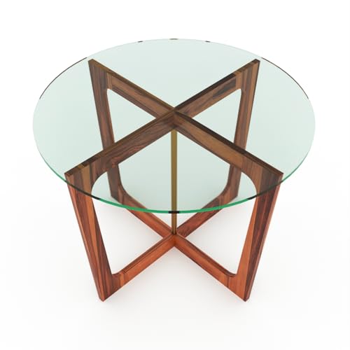 Image of Solid Sheesham Wood Dining Table Set of 4 | Wooden 4 Seater Dining Table with 4 Low Height Chairs | Wood Dining Table & Chairs for Home, Restaurant, Cafe, Dining Room | Honey Finish