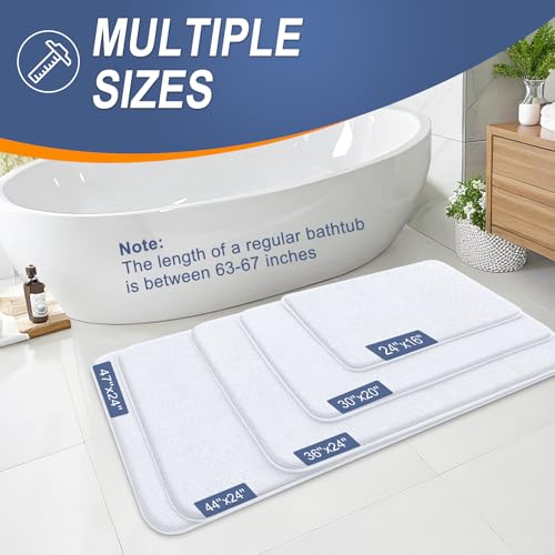 Image of OLANLY Thick Memory Foam Bath Mat Rug 30x20, Extra Soft Absorbent Bathroom Rug, Quick Dry Bath Mats, Non-Slip, Machine Washable Carpet for Bathroom, Tub and Shower, Home Decor Accessories, White