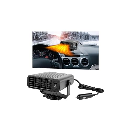 TNAIYH Car Heater, 12V 120W 2-in-1 Portable Vehicle Heating & Cooling Fan with Cigarette Lighter Plug, 360° Rotatable Automotive Windshield Defroster Accessories, Universal Fit (Black)