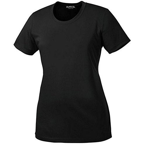 Clothe Co. Ladies Short Sleeve Moisture Wicking Athletic Shirt, Black, S
