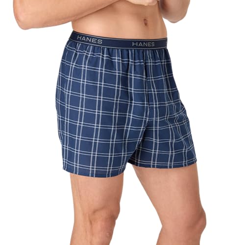 Image of Hanes Men's Underwear Boxers Pack, Cool & Breathable Cotton Underwear, Moisture-Wicking Boxers for Men