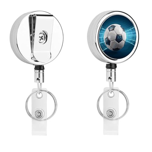 Enrouleur badge rétractable métal avec clip de ceinture pour clés
