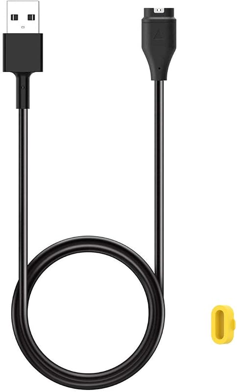 Kissmart Charger for Garmin Vivoactive 6 5 4 4S 3 Smartwatch | Replacement Charging Cable Cord Plus a Yellow Silicone Anti Dust Plug for Garmin Vivoactive 6 5 4 4S 3