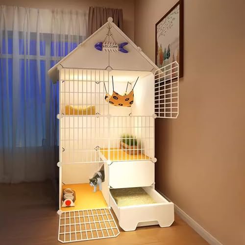 Cage pour chatons amovible et grand parc pour chat et lapins avec litière