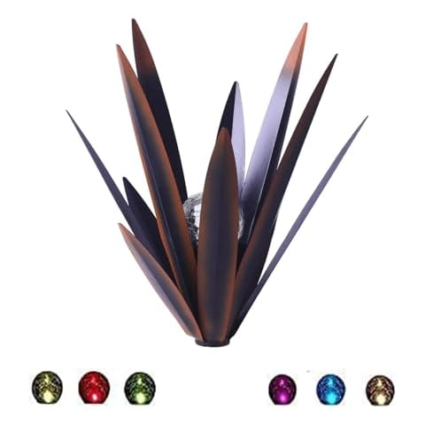 Jesokiibo 1pcs Tequila Rustic Sculpture Metal Agave Plant Home Decor Hand Painted Garden Ornaments Outdoor Figurines Yard Decorations Lawn Cover