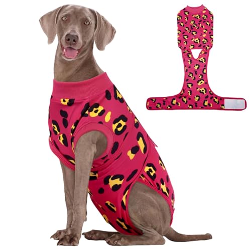 Image of Kuoser Dog Recovery Suit for Dogs After Surgery,Professional Surgical Onesie for Female Male Dogs Spay Neuter,Soft Dog Surgery Suit Bodysuit for Abdominal Wounds Skin Disease,Rose XL