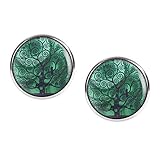 Material: Metall, Edelstahl-Dorn, Glas rund mit Cabochon-Schliff. Durchmesser 16mm