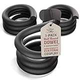 The Foamory's No Waste Half Round EVA Foam Dowel. 3 Pack of 5-25mm x 1M High-Density Black Craft Foam Sticks. Pre-Cut, Paint Ready for Cosplay Armor Trim, Weapon and Costume Design. Time Saving Bevel