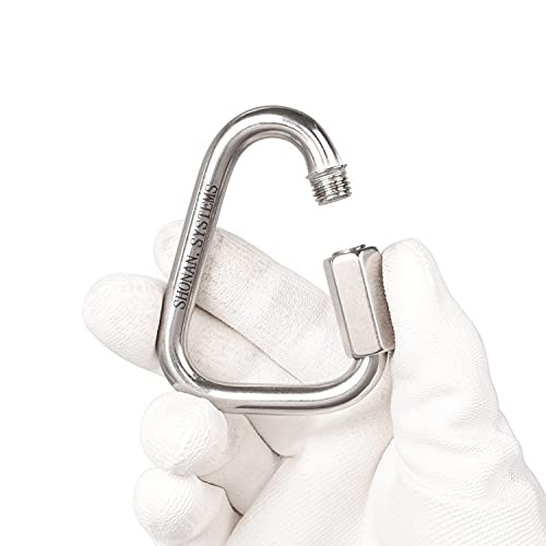 Shonan 2.9 Inch Delta Quick Link Large Stainless Steel Triangle Quick Links Heavy Duty Triangle Carabiners Marine Grade, 2 Pack, 1535 Lbs Capacity #TOP3