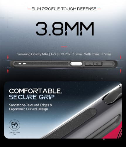 Image of KAPAVER iON-X Back Cover Case Compatible with Samsung Galaxy A27 5G / M47 5G / F70 Pro (TPU + Poly Carbonate | Cyber-i Smoke Black)