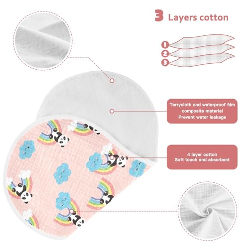 J JOYSAY Pandas Cloud Rainbow Pink Baby Burp Cloths for Boys Girls Large 22''x11'' Cotton 4 Layer Baby Spit Up for Drool Newborn one sizex23