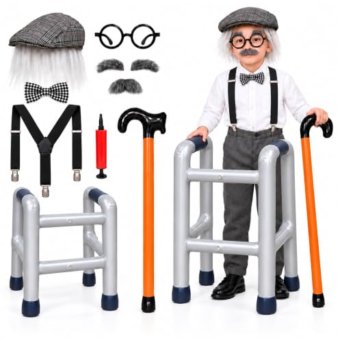 Image of 7 Pcs Inflatable Walker and Cane Costume Set, Funny Old Age Gag Gift