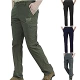 WOXIHUAN Herren Cargohose Hose Sale Männer Wanderhose Zip Off Trekkinghose Outdoorhose Einfarbiges Freizeithose Hosen Tasche mit Reißverschluss Arbeitshose Pants Lange Baggy Outdoorhose Funktionshose