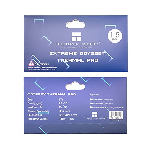 Thermalright Extreme Odyssey Thermal Pad 120x20x1.5mm, 12.8W/mK, Silicon Based, for heatsinks Coolers ICS, Long Lasting Performance, not Electric Conductive
