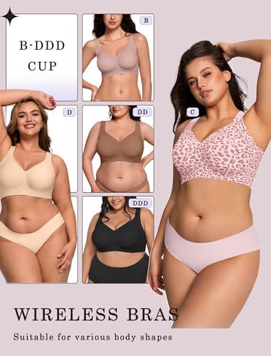 Image of OEAK Womens Wireless Jelly Bras Plus Size Support Push Up Comfortable Bra | no underwire,full coverage,for large breast,minimizer bra,seamless,tshirt bras,everyday bra