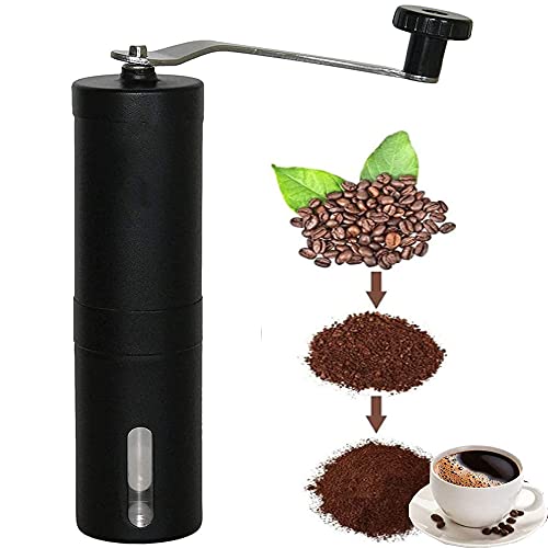 Kaffeemühlen aus Edelstahl, Kaffeemühlen Manuelle, Kaffeemühlen Einstellbar, mit Keramikmahlwerk, Kleine Handkurbelmühle, Muttergeschenk, für Zuhause, Büro und Reisen Cover