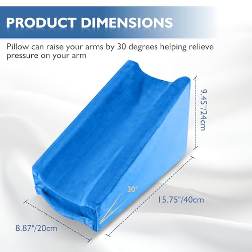 Hossmily Arm Elevation Pillow, Arm Wedge Elevation Pillow Excellent, Ergonomic Elbow Support Pillow for Sleeping Arm Pads Elbow Pillow with Removable Pillow Case-Blue by Hossmily - Used condition - Image 4