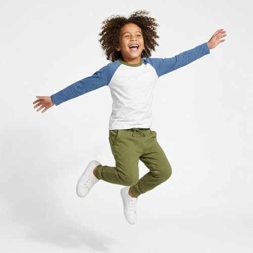 Image of Mightly Boys and Girls' Long Sleeve Raglan Shirt | Organic Cotton, Colorful Casual Stylish Clothes, Soft&Fresh Crew Neck Tee