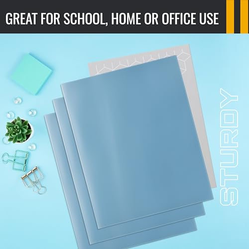 Image of Better Office Products 2 Pocket Glossy Laminated Light Blue Paper Folders, Letter Size, Lt. Blue Paper Portfolios Box of 25 Light Blue Folders