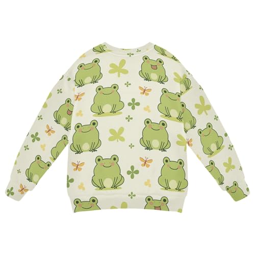 JUNZAN Cute Frog Pattern Little Girls Hooded Sweatshirt Crewneck Kids Hoodies Boys Athletic 4T2