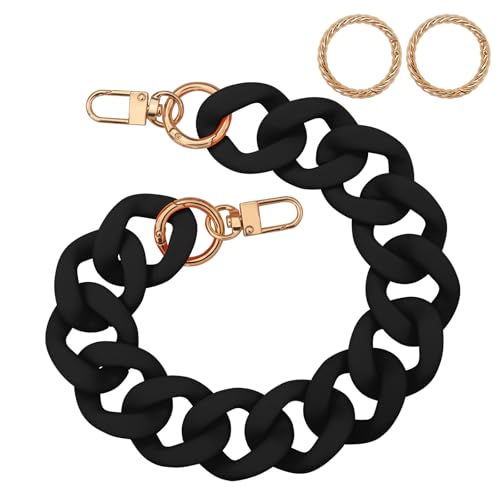 Cwualo Upgraded Large Flat Chain Strap with Two Twisted O Rings, Acrylic Luxury Handbag Strap, Fashion Replacement Purse Handle for DIY Crafts, Fits Large or Small Bags -Black by Cwualo - Used condition - US$8.54